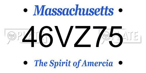 46VZ75 Massachusetts License Plate