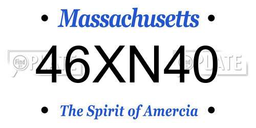 46XN40 Massachusetts License Plate