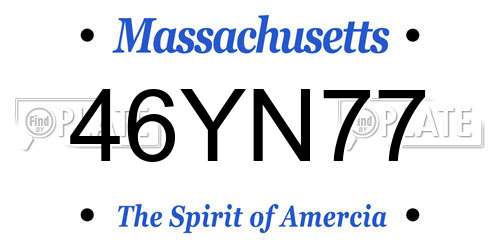 46YN77 Massachusetts License Plate