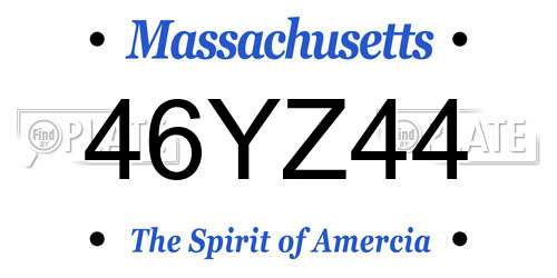 46YZ44 Massachusetts License Plate