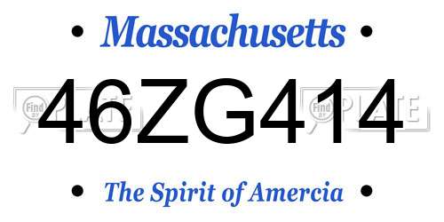 46ZG414 Massachusetts License Plate
