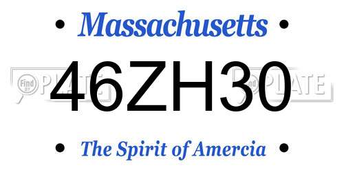 46ZH30 Massachusetts License Plate