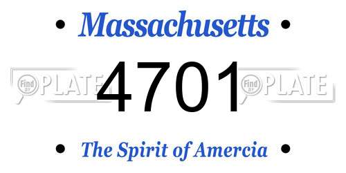 4701 Massachusetts License Plate