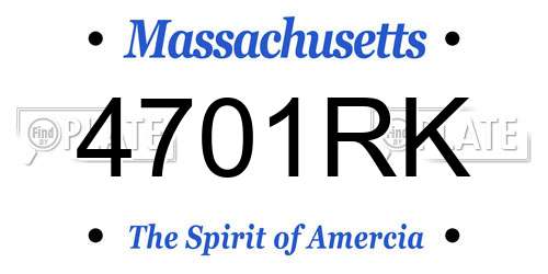 4701RK Massachusetts License Plate