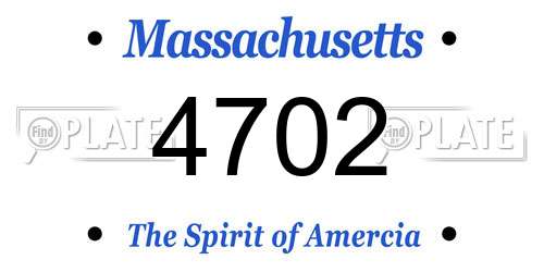 4702 Massachusetts License Plate