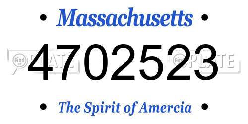 4702523 Massachusetts License Plate