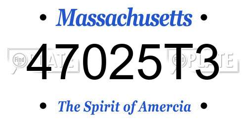 47025T3 Massachusetts License Plate