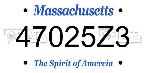 47025Z3 Massachusetts License Plate