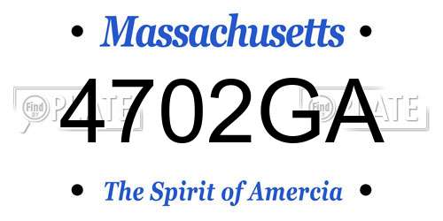 4702GA Massachusetts License Plate
