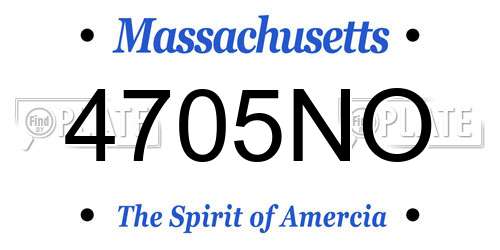 4705NO Massachusetts License Plate