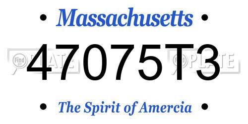 47075T3 Massachusetts License Plate
