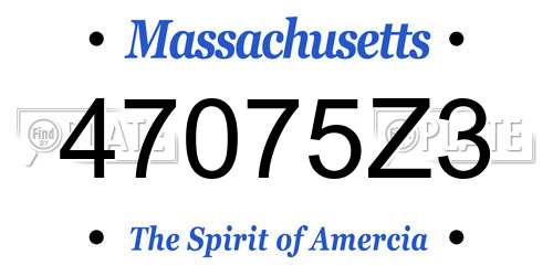 47075Z3 Massachusetts License Plate