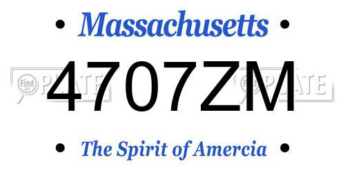 4707ZM Massachusetts License Plate