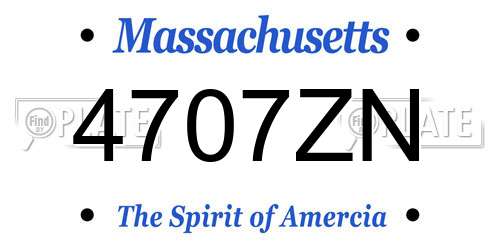 4707ZN Massachusetts License Plate
