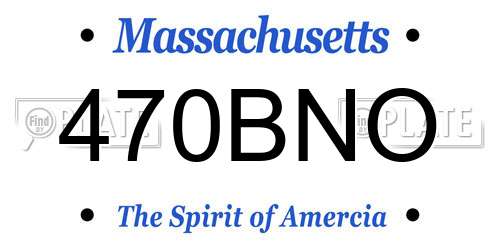 470BNO Massachusetts License Plate