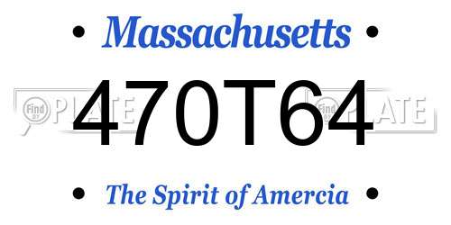 470T64 Massachusetts License Plate