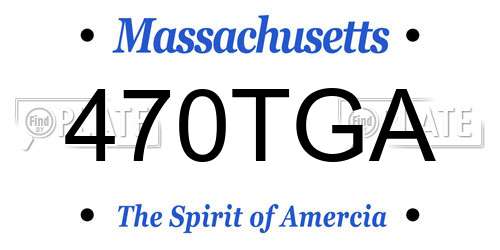 470TGA Massachusetts License Plate