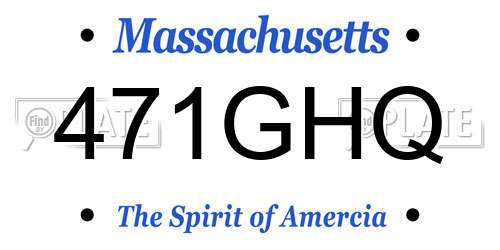 471GHQ Massachusetts License Plate