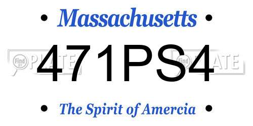 471PS4 Massachusetts License Plate