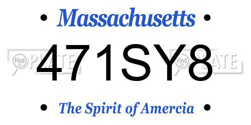 471SY8 Massachusetts License Plate