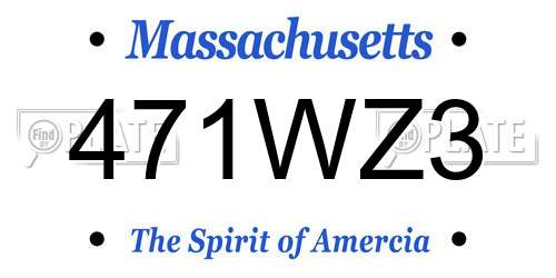 471WZ3 Massachusetts License Plate