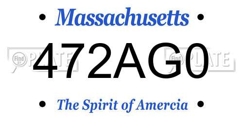 472AG0 Massachusetts License Plate