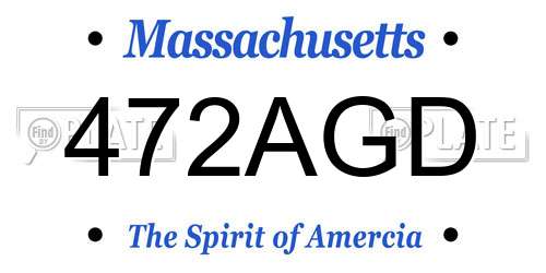 472AGD Massachusetts License Plate
