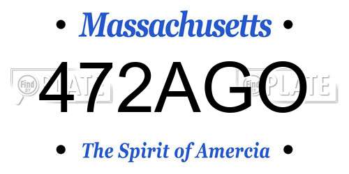 472AGO Massachusetts License Plate