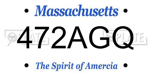 472AGQ Massachusetts License Plate