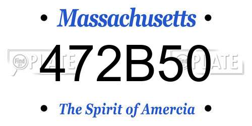 472B50 Massachusetts License Plate