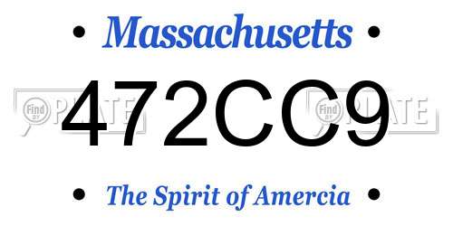 472CC9 Massachusetts License Plate
