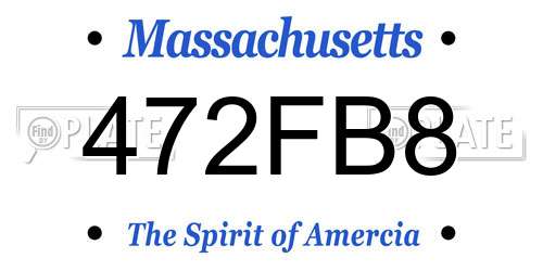 472FB8 Massachusetts License Plate