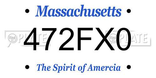472FX0 Massachusetts License Plate