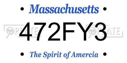 472FY3 Massachusetts License Plate