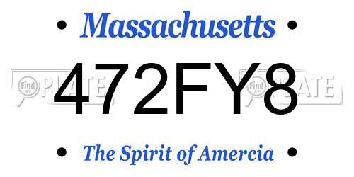 472FY8 Massachusetts License Plate