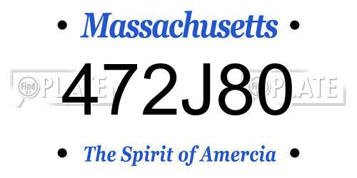 472J80 Massachusetts License Plate