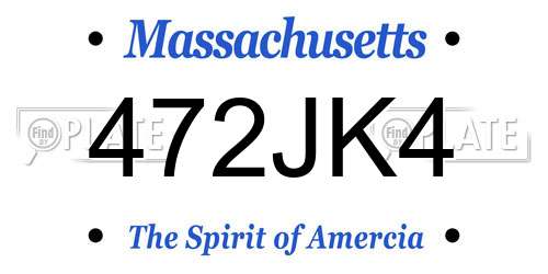 472JK4 Massachusetts License Plate