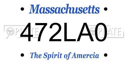 472LA0 Massachusetts License Plate