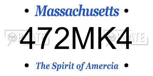 472MK4 Massachusetts License Plate