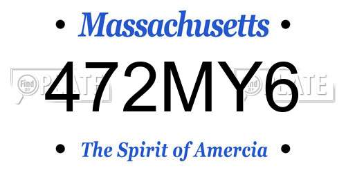 472MY6 Massachusetts License Plate