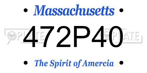 472P40 Massachusetts License Plate