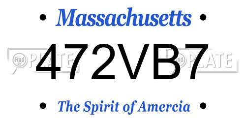 472VB7 Massachusetts License Plate