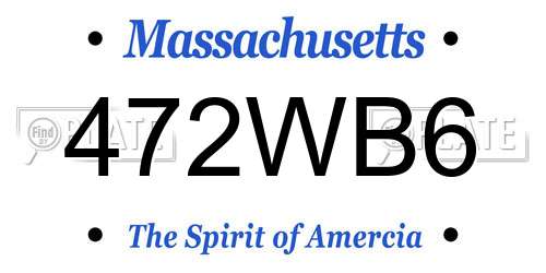 472WB6 Massachusetts License Plate