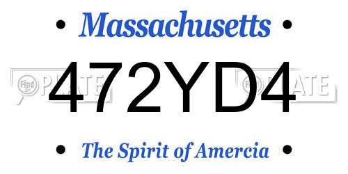 472YD4 Massachusetts License Plate