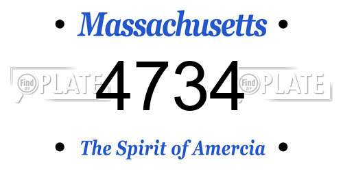 4734 Massachusetts License Plate