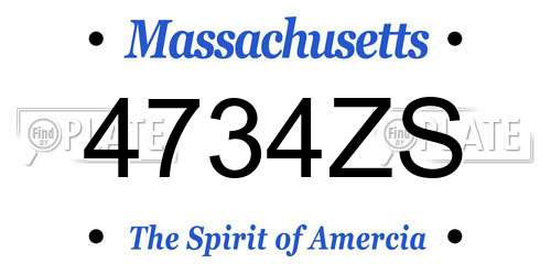 4734ZS Massachusetts License Plate