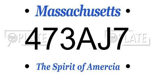 473AJ7 Massachusetts License Plate