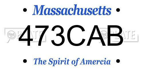 473CAB Massachusetts License Plate
