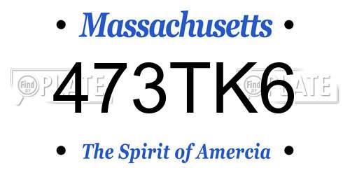 473TK6 Massachusetts License Plate