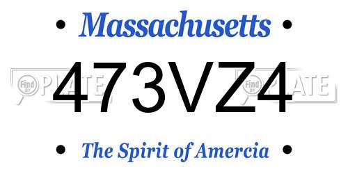 473VZ4 Massachusetts License Plate